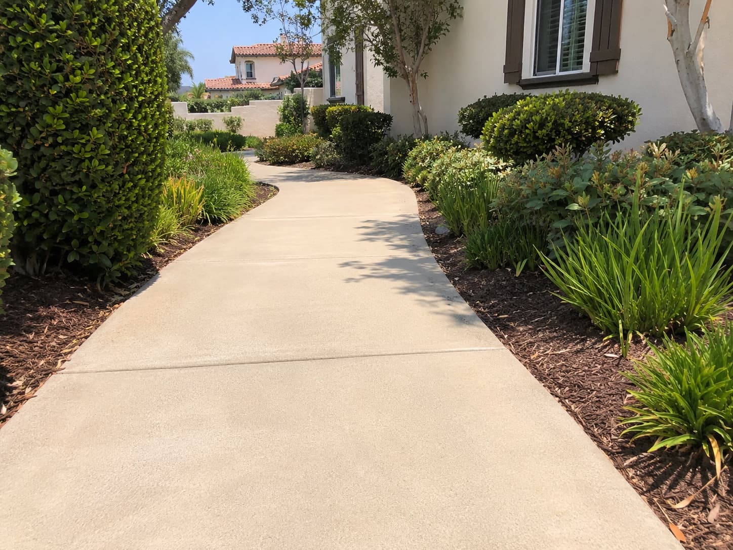 Clean residential walkway after Washwell pressure washing