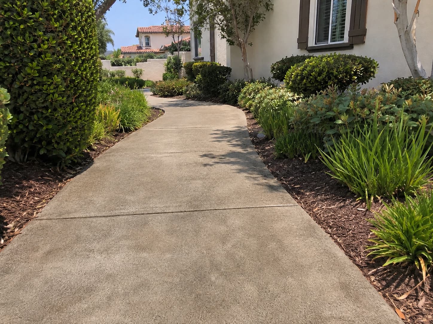 Dirty residential walkway before Washwell pressure washing